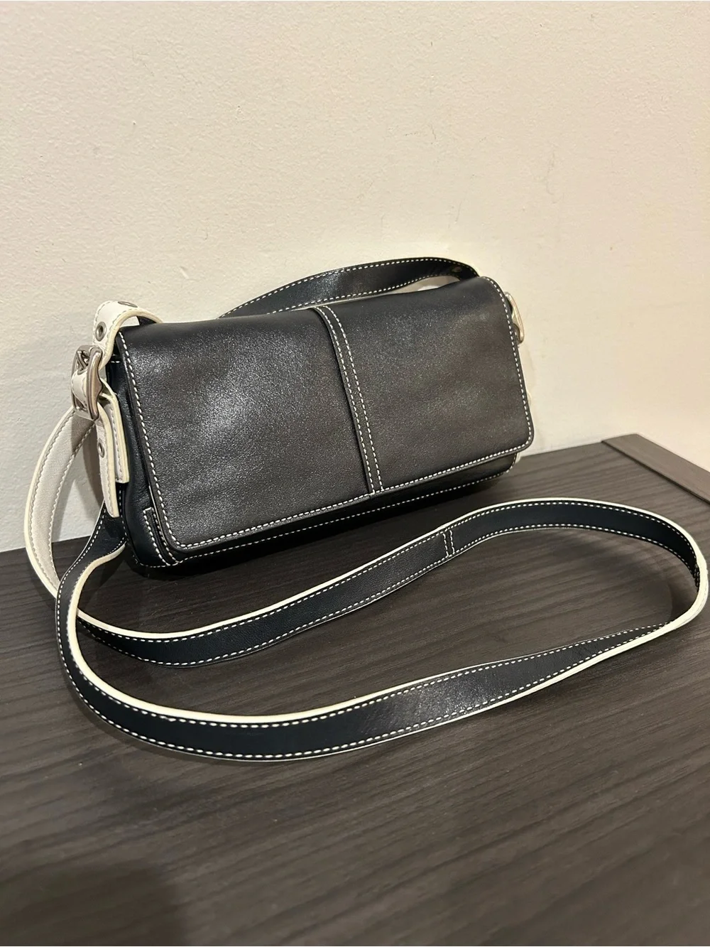 Coach Vintage Legacy Leather Mini Flap Bag in Navy/White Style#4280 EUC